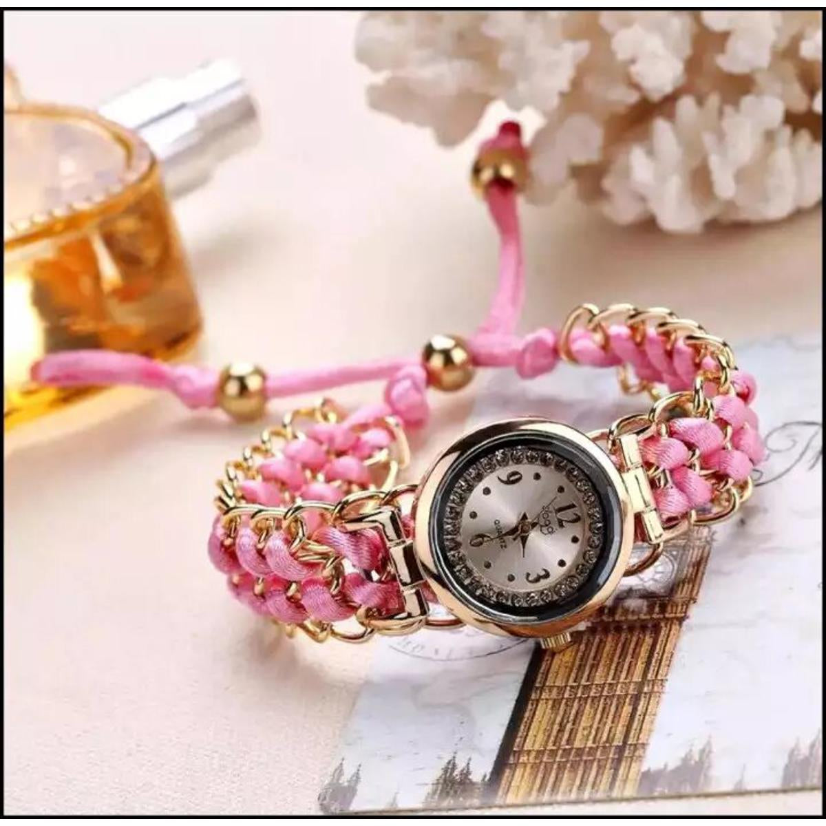 Girls Luxury Stylish Girls Analog Handmade Bracelet Rope Watch - Elegant Timepiece Featuring A Unique Woven Design